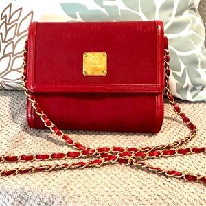 MCM Munchen Red Designer Crossbody Bag